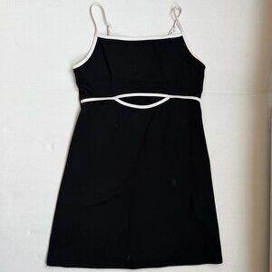 Black Contrast Trim Mini Dress – White Piping, Spaghetti Strap, Butter Bliss